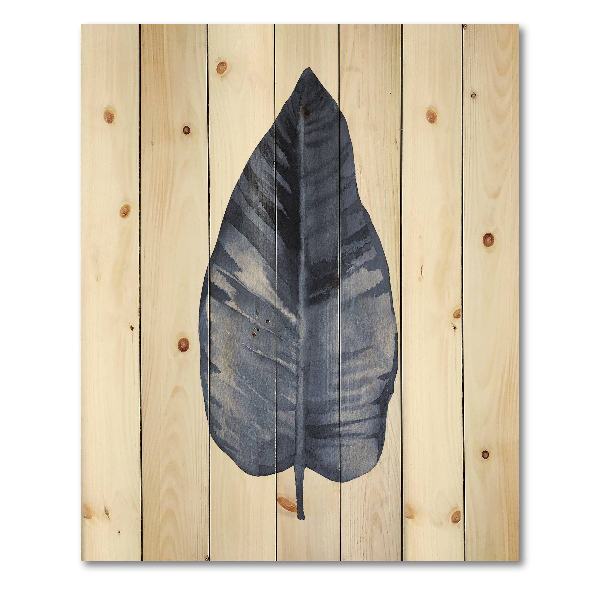 Designart - Blue Leaf Watercolour On White